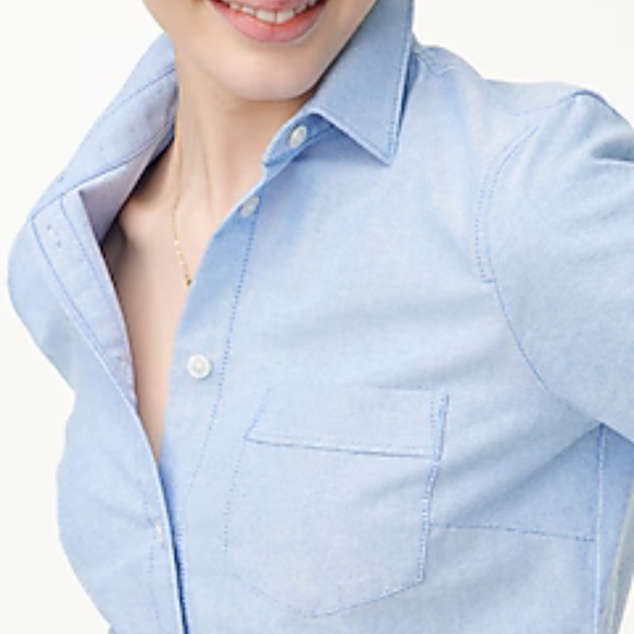 J.CREW Factory Blue Button Front Oxford Shirt Blue Women's Size Large NWT - Picture 5 of 8